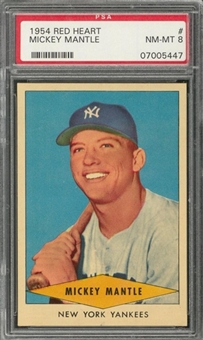 1954 Red Heart Dog Food Mickey Mantle – PSA NM-MT 8